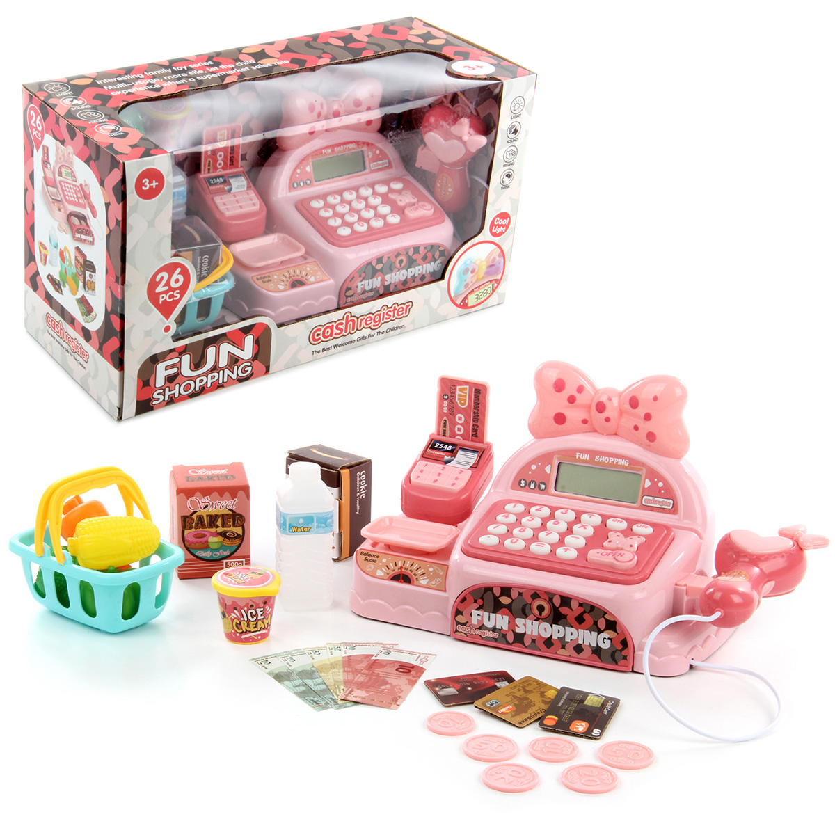 Игровой набор Veld Co тележки и корзинки, прилавок, касса, продукты - фото 4
