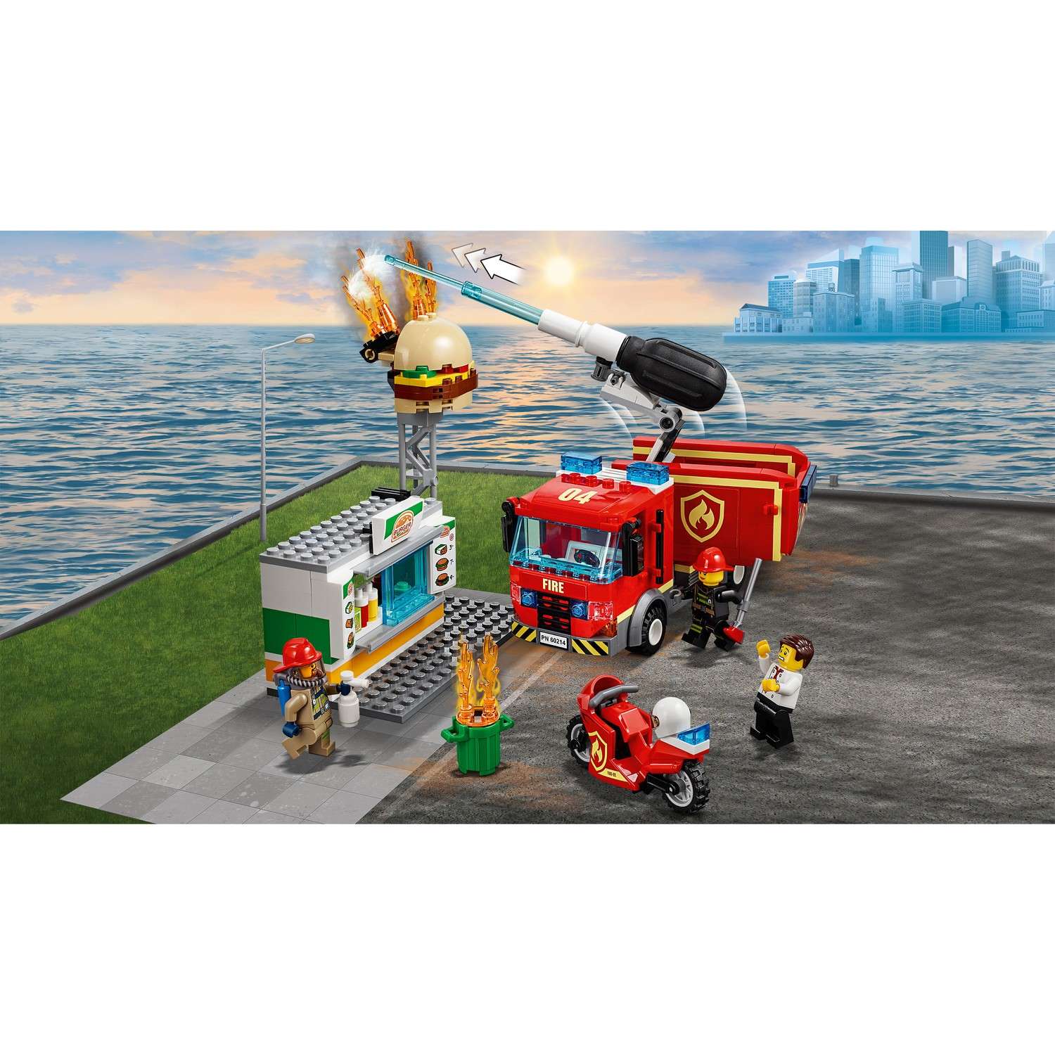 Конструктор LEGO City Fire Пожар в бургер-кафе блочный - фото 6