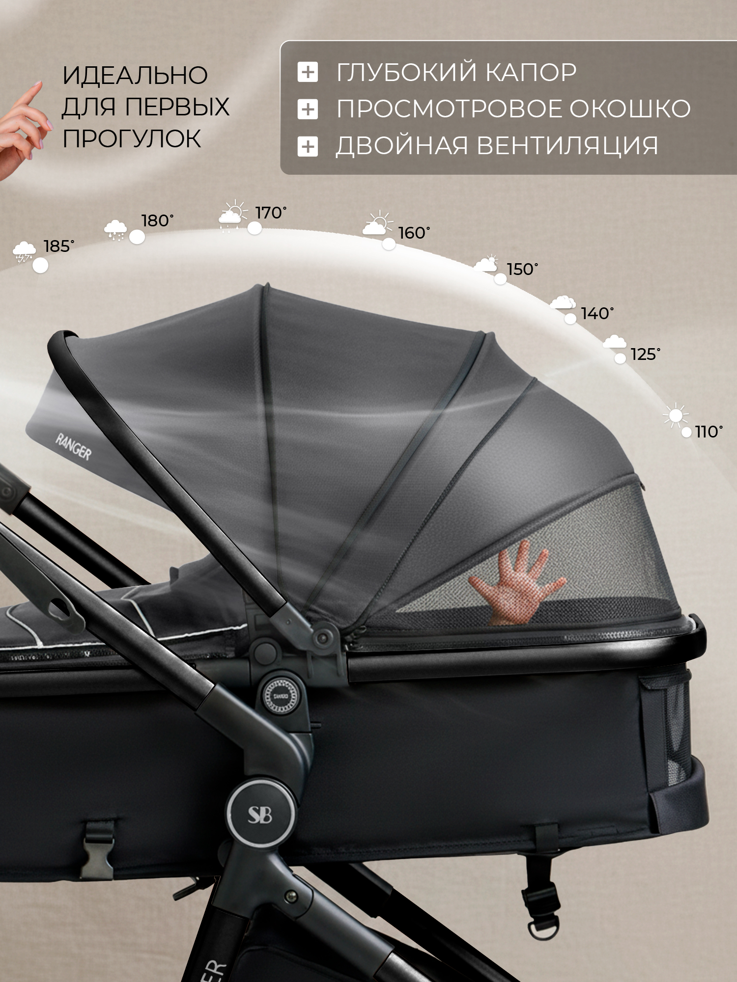 Коляска трансформер Sweet Baby Ranger Neo Grey серый - фото 5