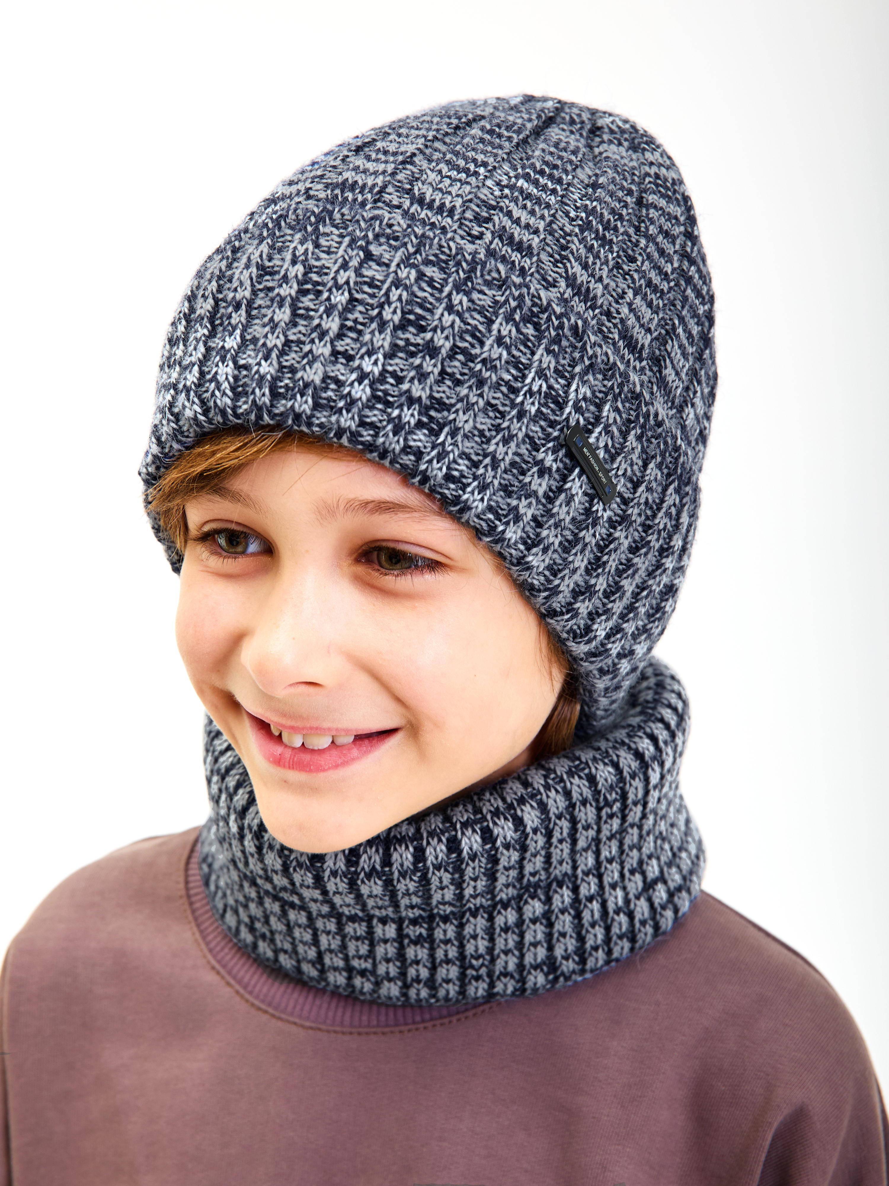 Шапка и снуд KUBRIO KU-H-107-WIN-BICOLOR-Dblue-grey - фото 3