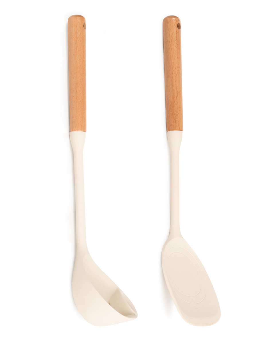 Набор кухонных принадлежностей DeNASTIA Силвуд (половник и лопатка) молочный A000344 - фото 9