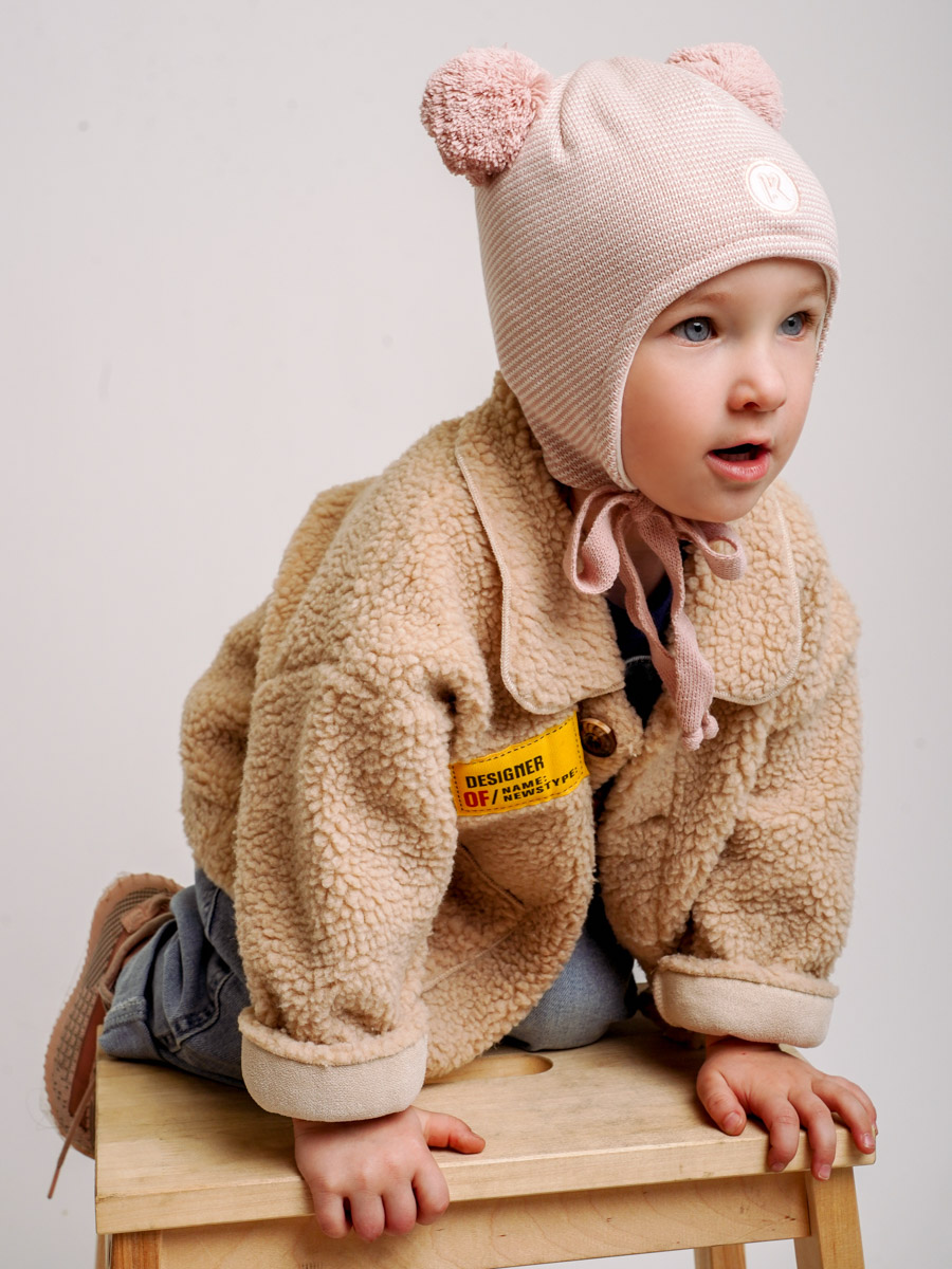 Шапка ПриКиндер M3-1957 Цвет: Пыльная роза/белый - фото 3