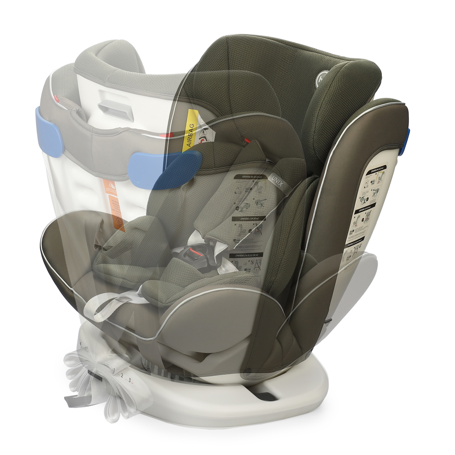 Автокресло Happy Baby Isofix 0+/1/2/3 (0-36 кг) зеленый - фото 14