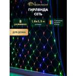 Светодиодная гирлянда NEON-NIGHT Сеть 1.8х1.5 м 8 режимов свечение мультиколор 215-139