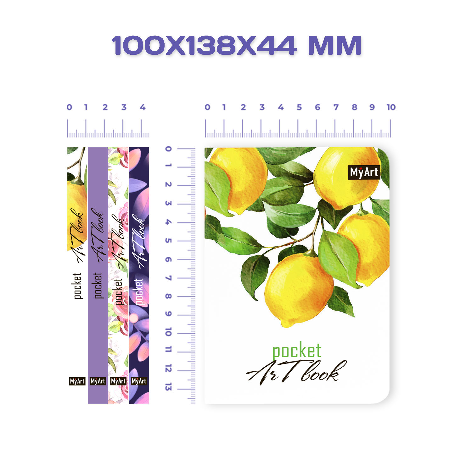 Блокнот Проф-Пресс Pocket artbook MyArt 100х138 мм 80 л. В наборе 4 шт Лимоны+листья+птица+розы - фото 6