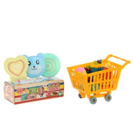 Игровой набор Veld Co тележки и корзинки, прилавок, касса, продукты