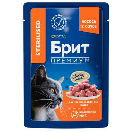 Корм для кошек Brit 85г Premium лосось в соусе