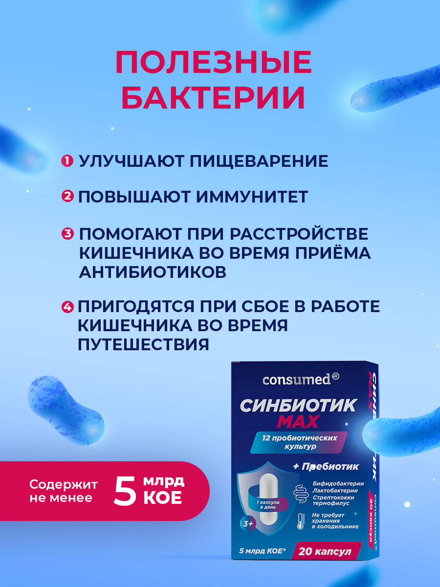 Синбиотик Consumed для кишечника для взрослых и детей 20 капсул - фото 2