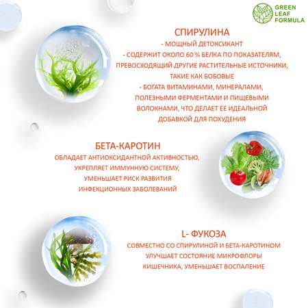 Спирулина для похудения Green Leaf Formula антиоксидант для детоксикации