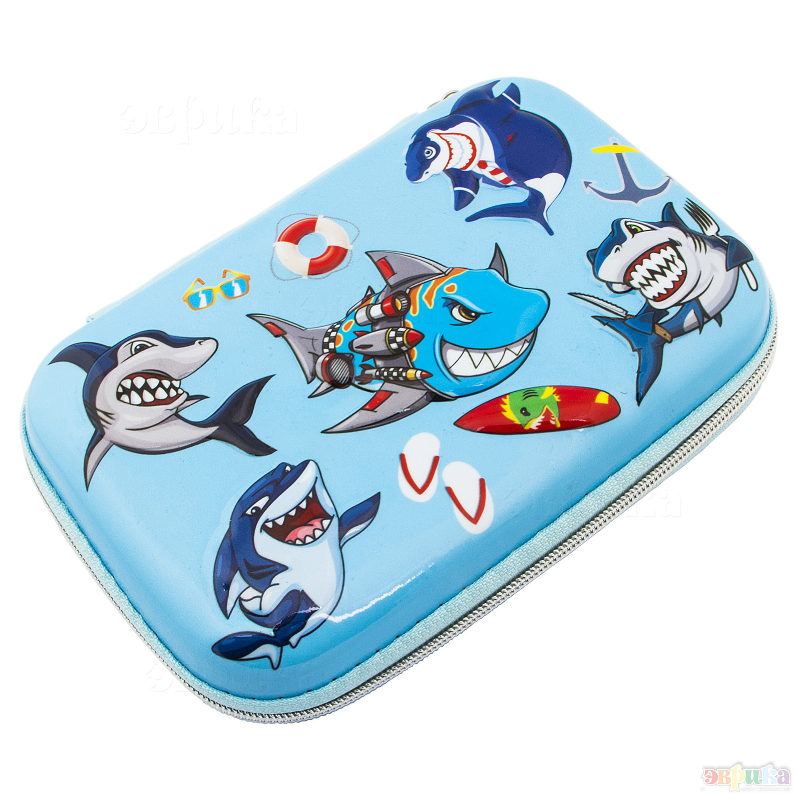 Пенал книжка ЭВРИКА Морской волк светло синий - фото 1