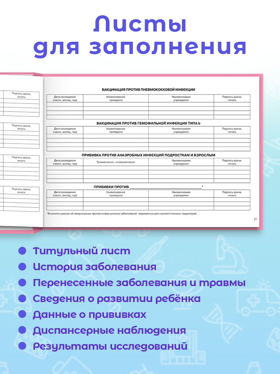 Медицинская карта Prof-Press Девочка А5 96 листов - фото 4
