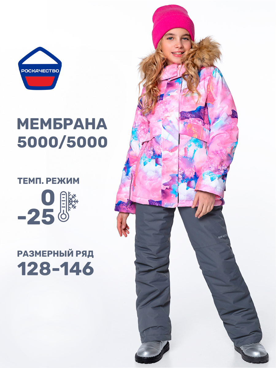 Куртка и полукомбинезон NIKASTYLE 7з1424 розовый/серый - фото 2
