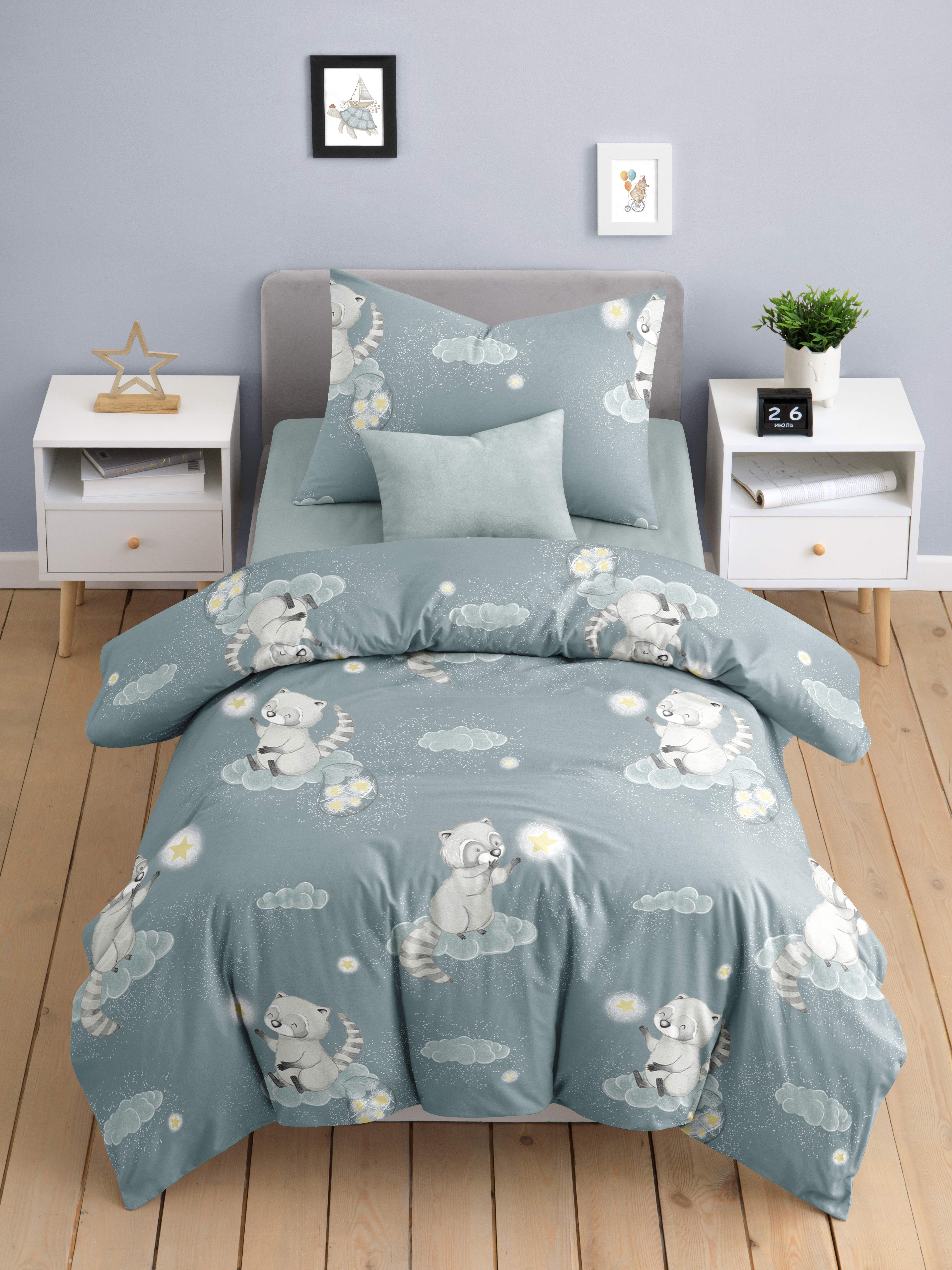 Комплект постельного белья Ночь Нежна Енотики полутораспальный 3 предм. - фото 3