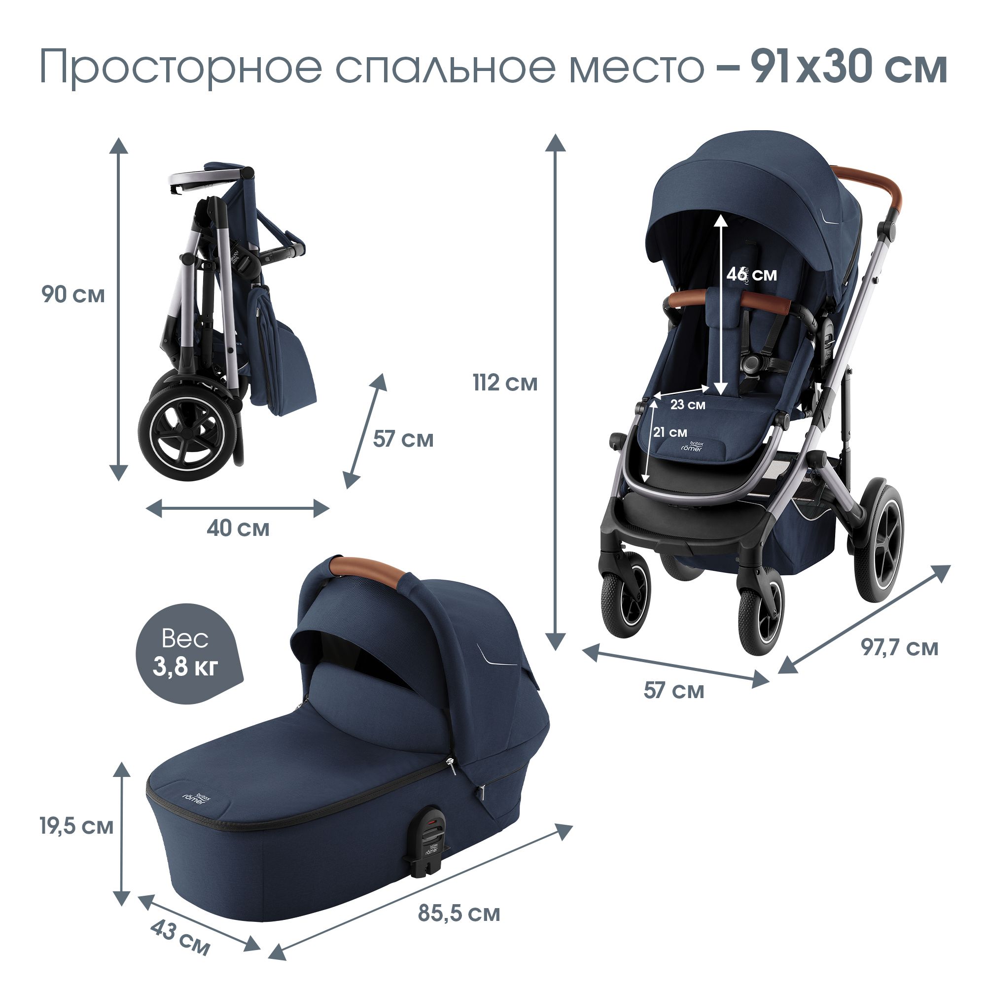 Коляска 2в1 Britax Roemer Smile 5Z night blue - фото 13