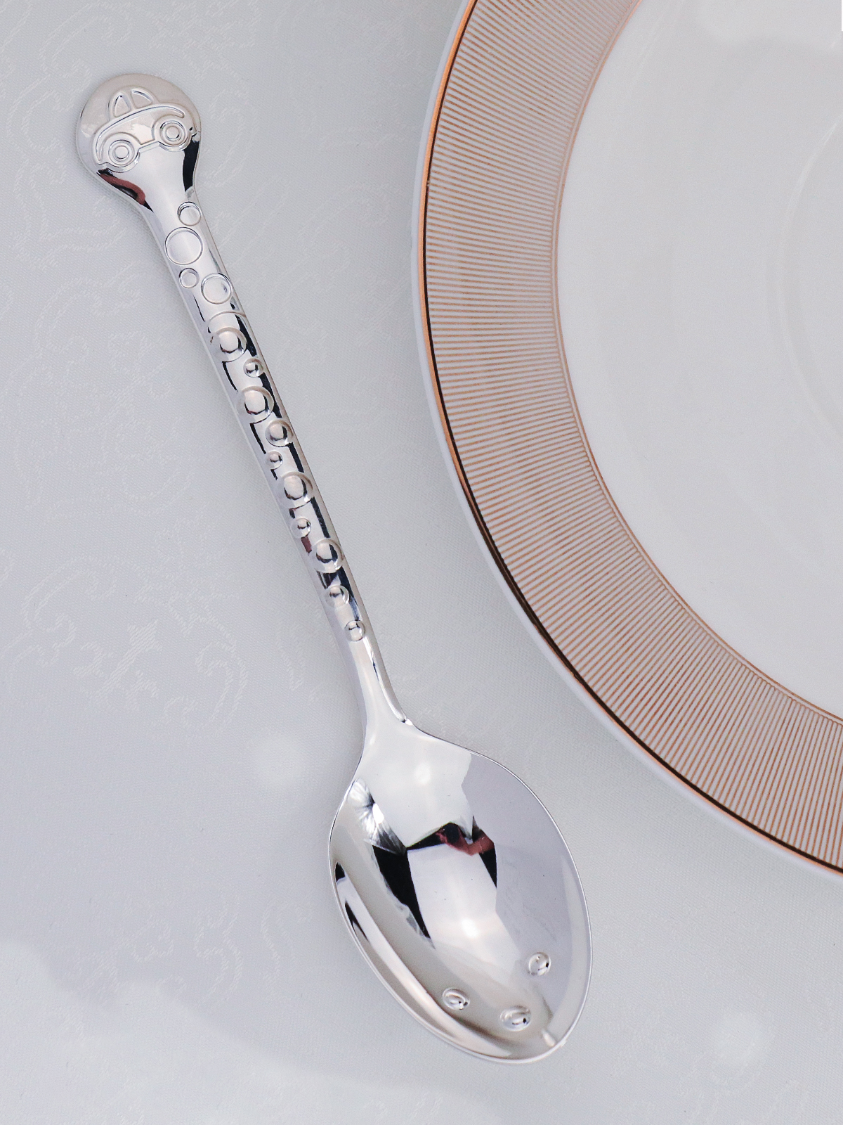 Ложка Кольчугинский мельхиор DODO Машинка посеребренная 1 предм. - фото 8