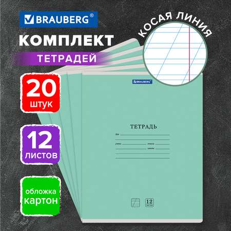 Тетрадь Brauberg косая линейка 12 лист. 20 шт.