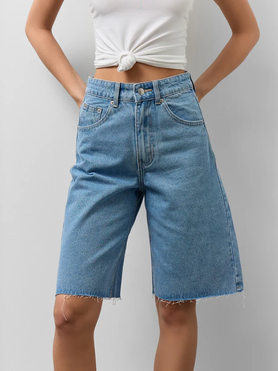 Изображение товара Летние женские джинсовые шорты Mark Formelle 46 высокая посадка