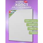 Холст для рисования Brauberg на подрамнике 50х60 см грунтованный 100% хлопок