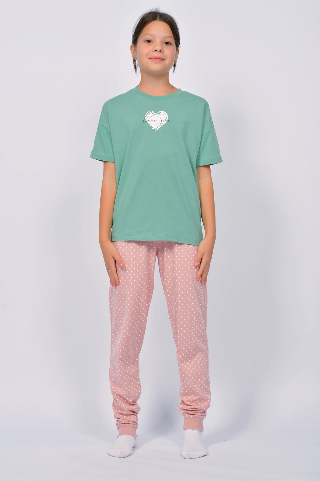 Пижама Lets Go 91277_оливковый/пыльная роза - фото 9