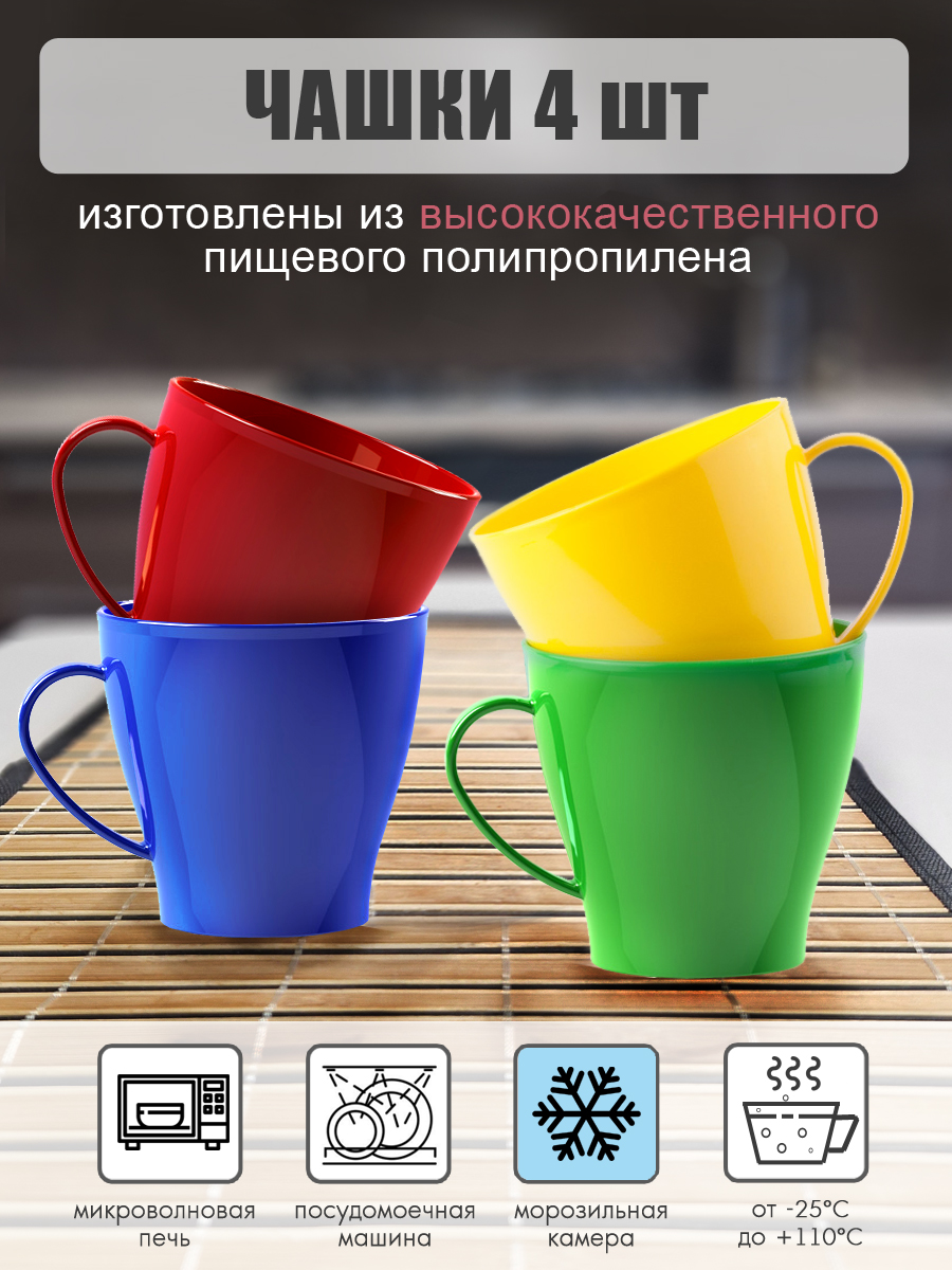 Набор посуды Solaris 4 чашки 0.36л с крышками - фото 2