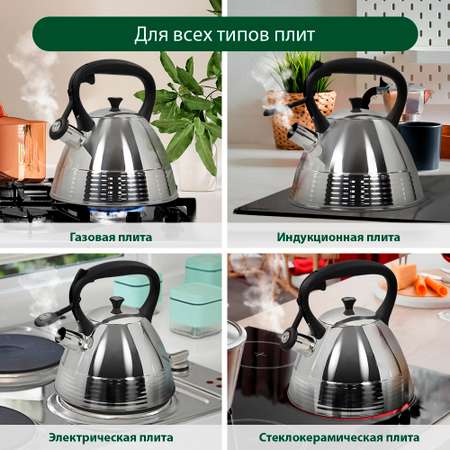 Чайник со свистком MARTA MT-3048 черный агат