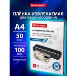 Пленки-заготовки для ламинирования Brauberg А4 извлекаемые 50 штук 100 мкм