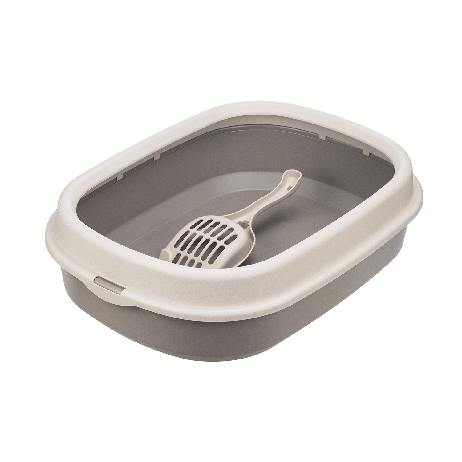 Туалет для кошек HOMECAT Frost Touch с низким бортом и совком капучино 48*35.5*13см - фото 1