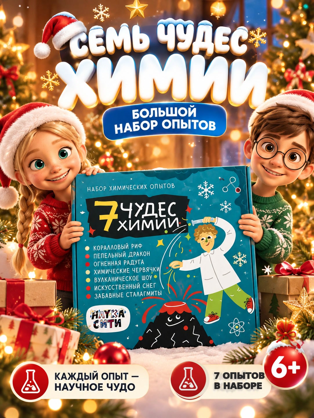 Набор для опытов Наукасити Семь чудес химии 7 в 1 - фото 1