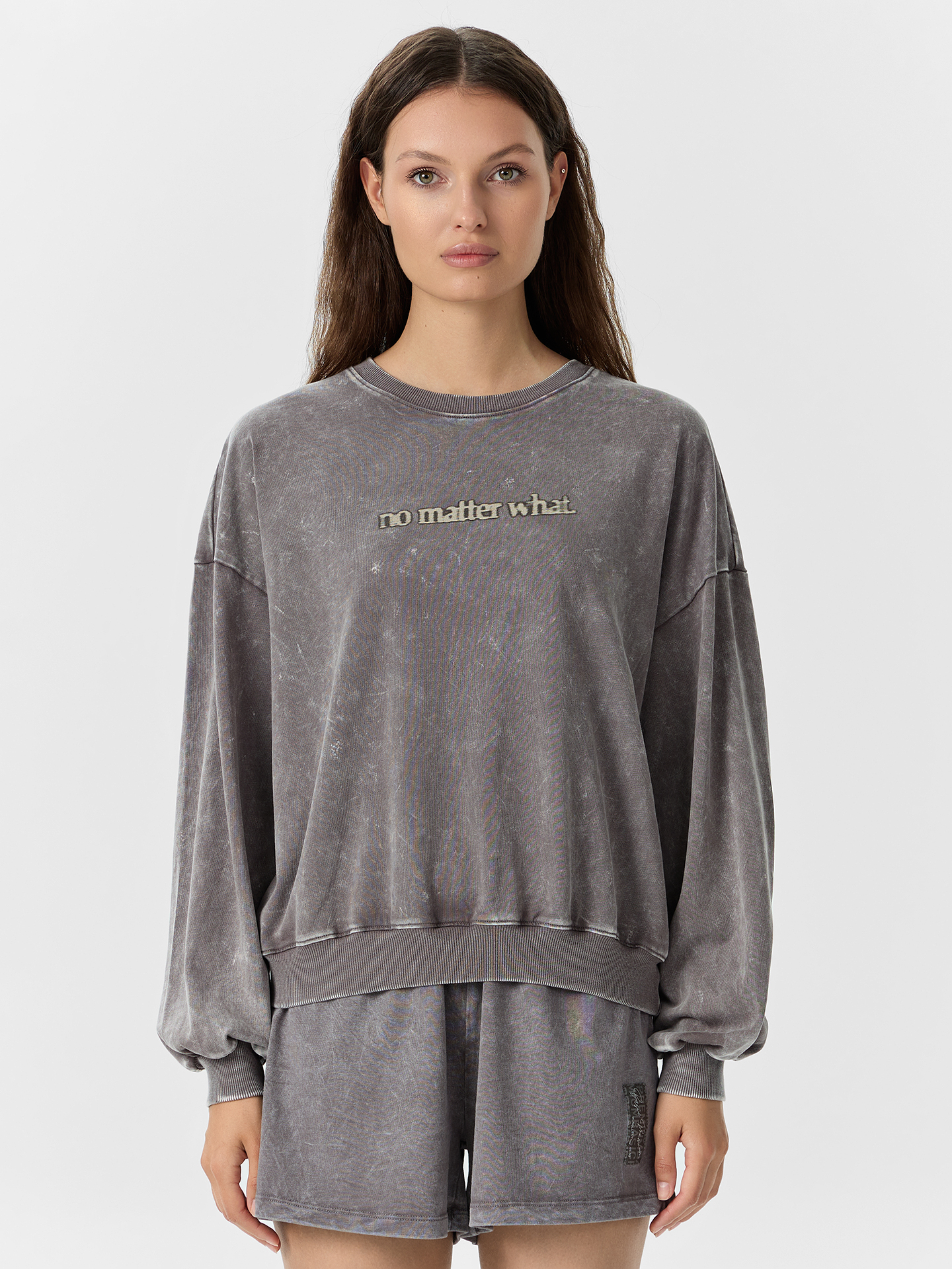 Свитшот Mark Formelle (Марк Формэль) 122915/серый acid wash +печать - фото 1