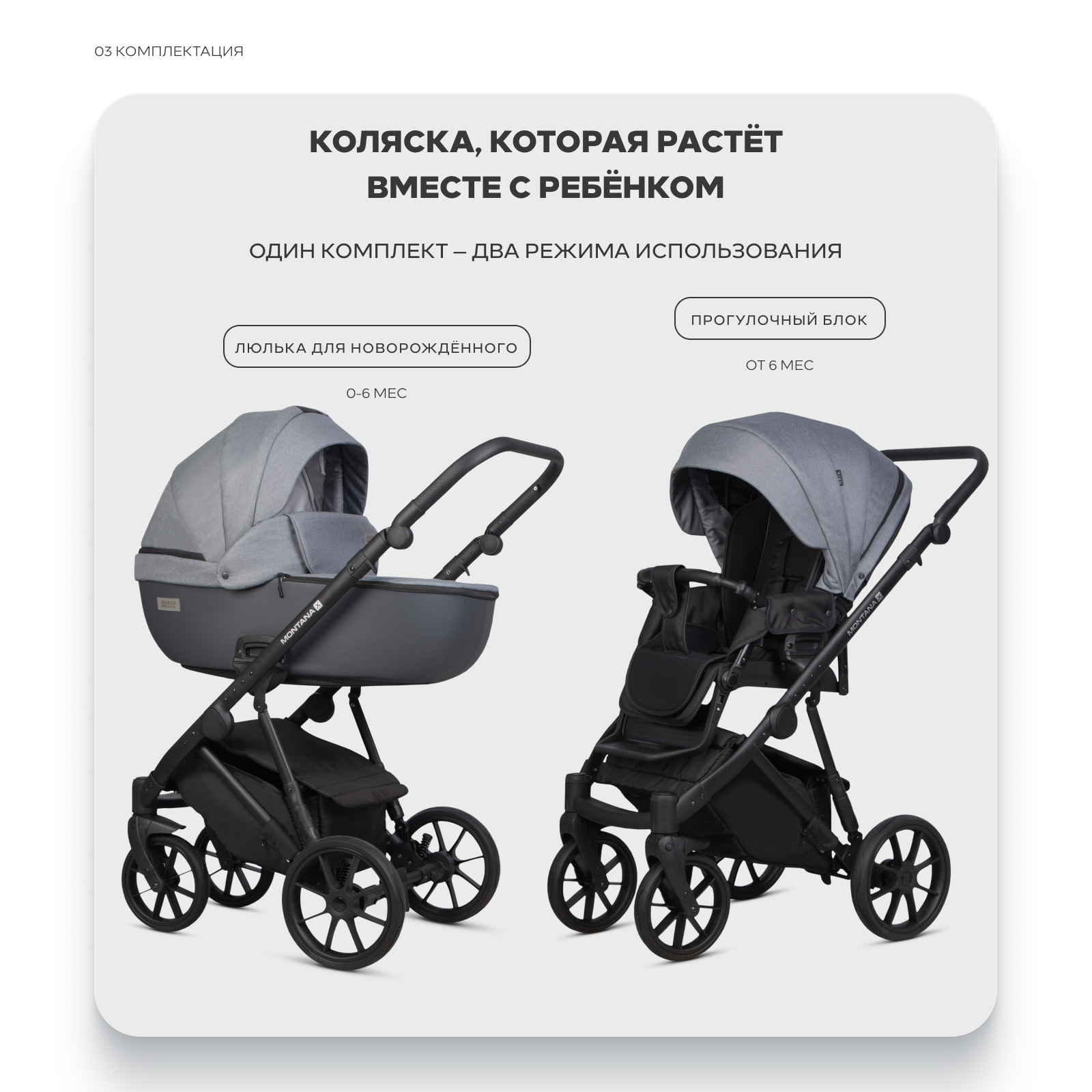 Коляска 2в1 Riko Basic Montana X Plus серый - фото 2