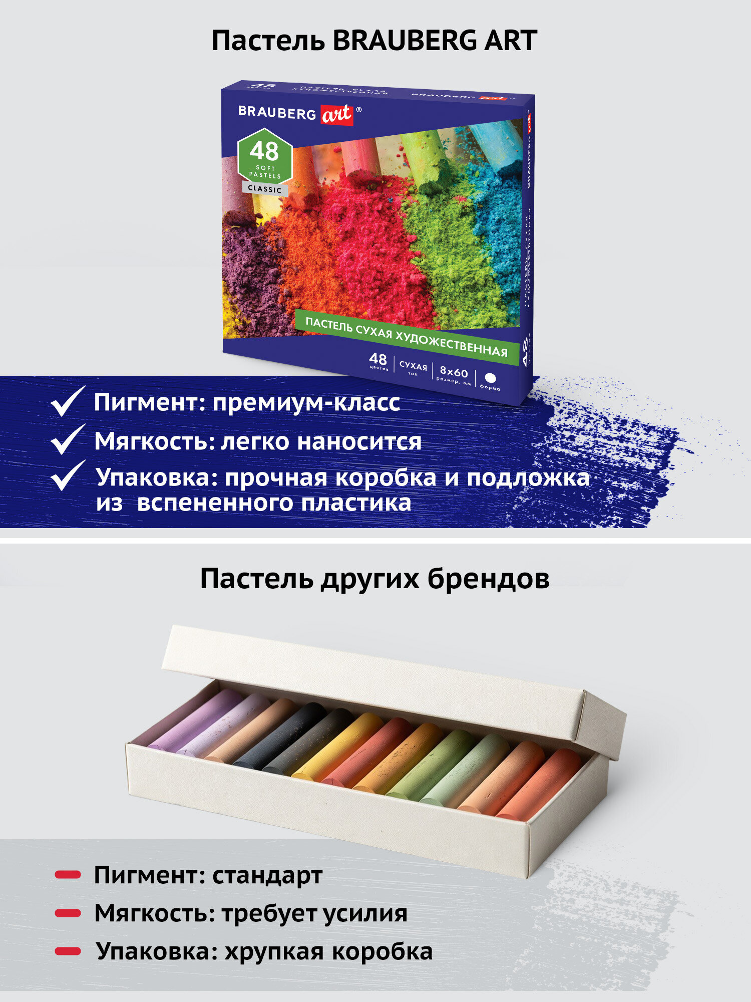 Пастель сухая Brauberg 48 шт. - фото 8
