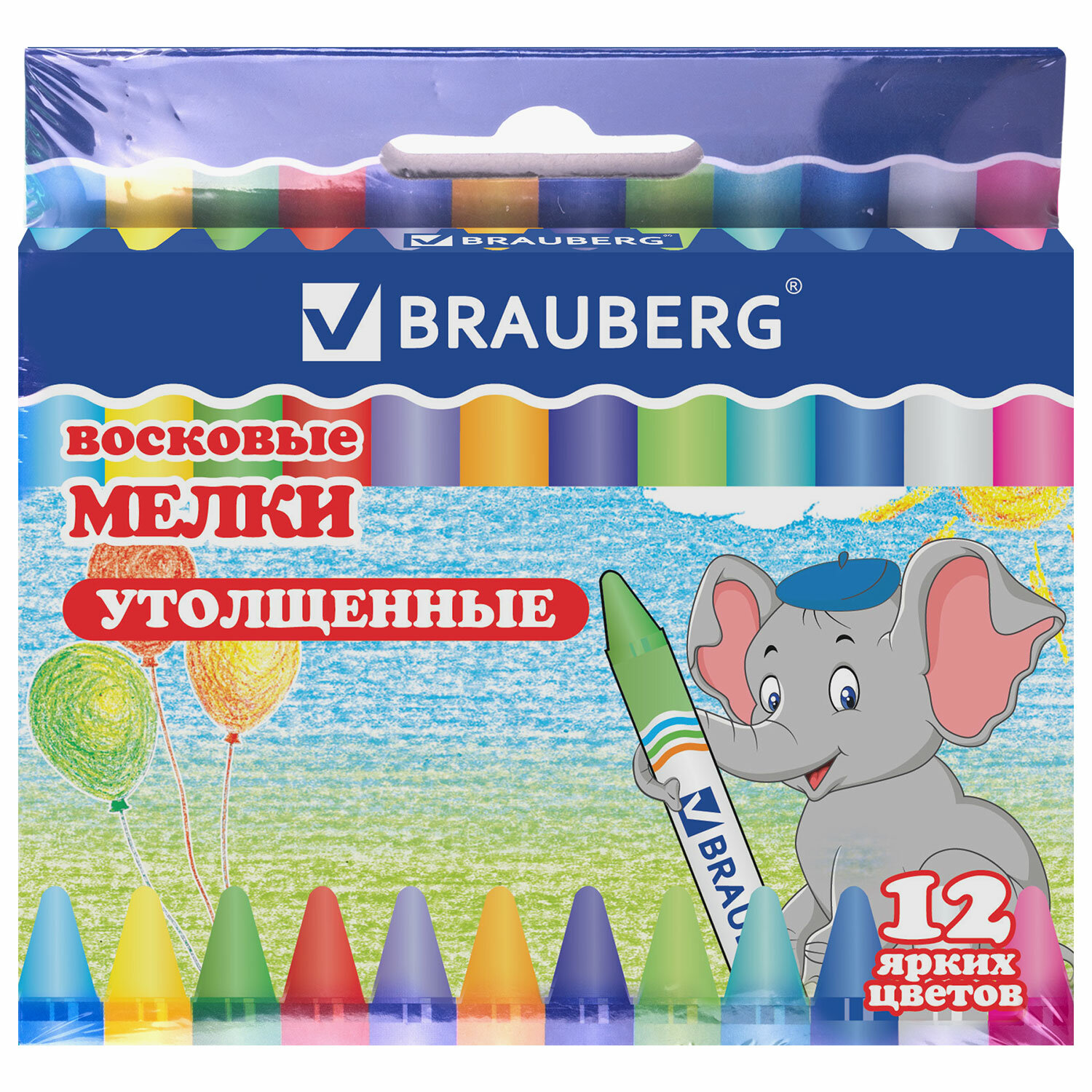 Восковые мелки Brauberg 12 шт. - фото 9