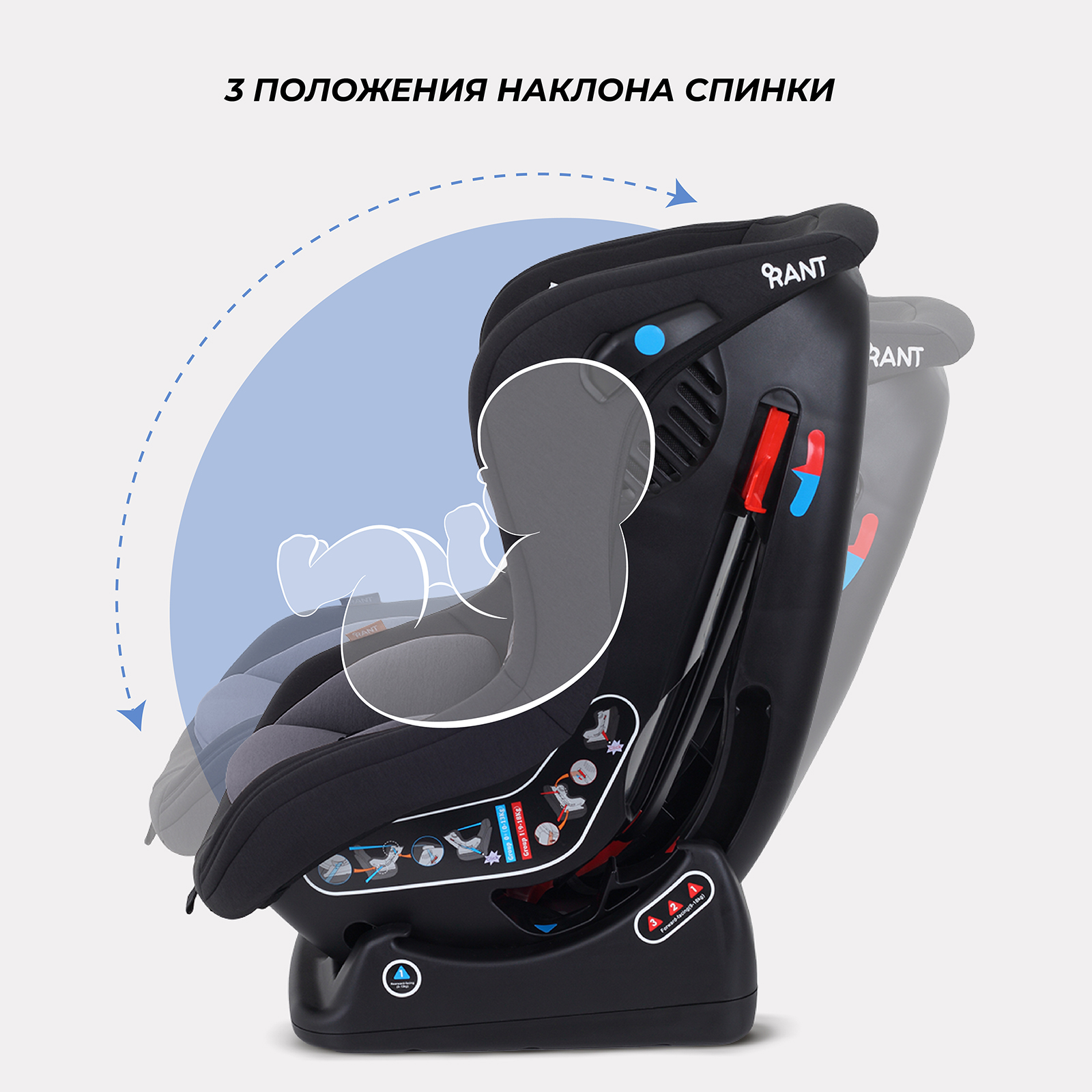 Автокресло Rant Pilot 0+/1 (0-18 кг) серый - фото 4