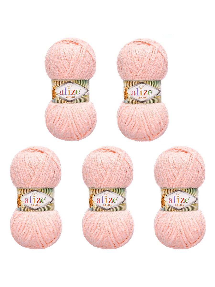Пряжа для вязания Alize softy plus 100 г 120 м микрополиэстер мягкая плюшевая 340 пудровый 5 мотков - фото 6