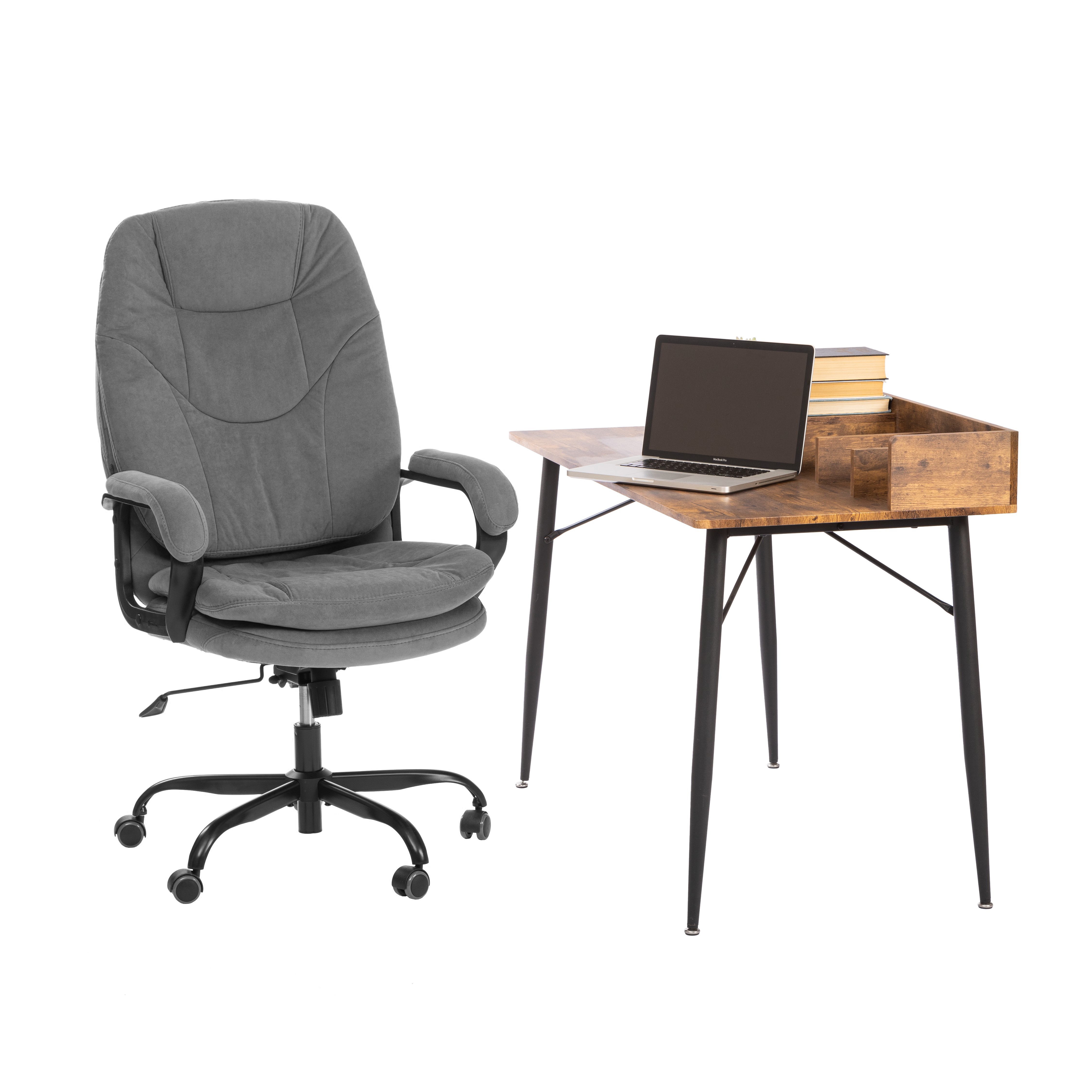 Компьютерное кресло TETCHAIR Комфорт Люкс велюр серый - фото 2
