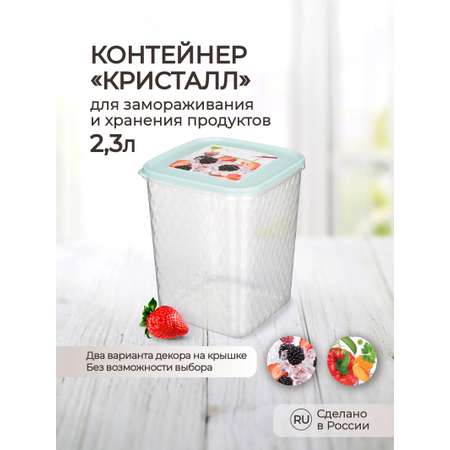 Контейнер Phibo для замораживания и хранения продуктов с декором Кристалл 2.3л светло-голубой