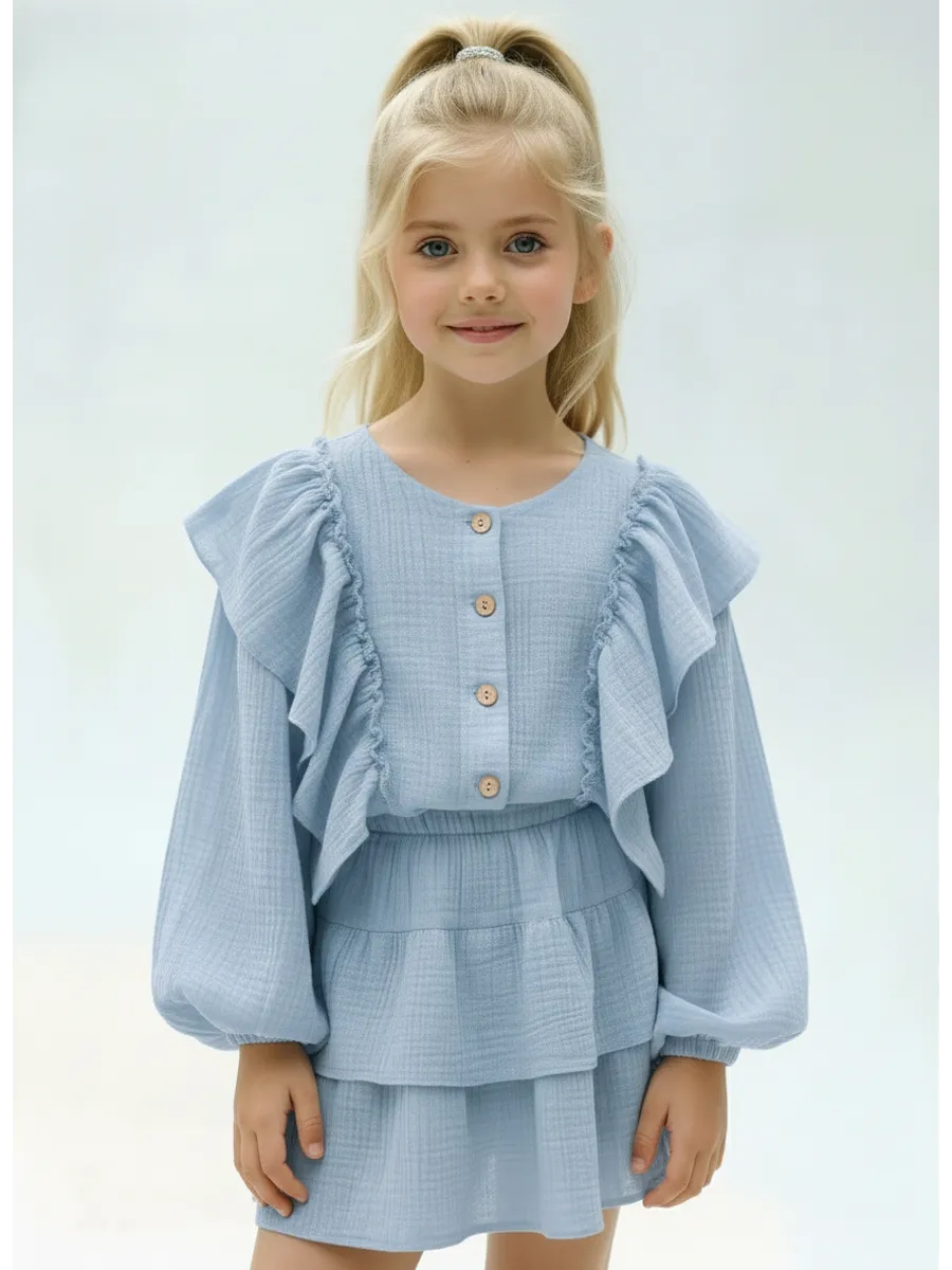 Костюм Leli dress костюм_муслин_с_юбкой_голубой - фото 5