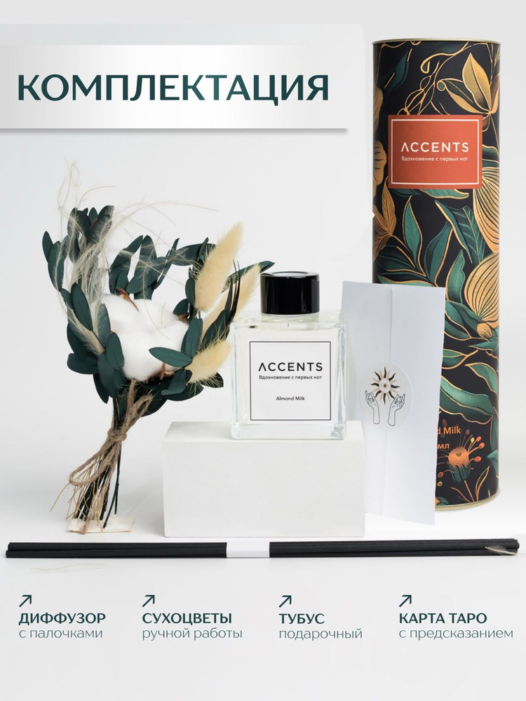 Диффузор с сухоцветами в Премиум тубусе Accents Almond Milk - фото 3