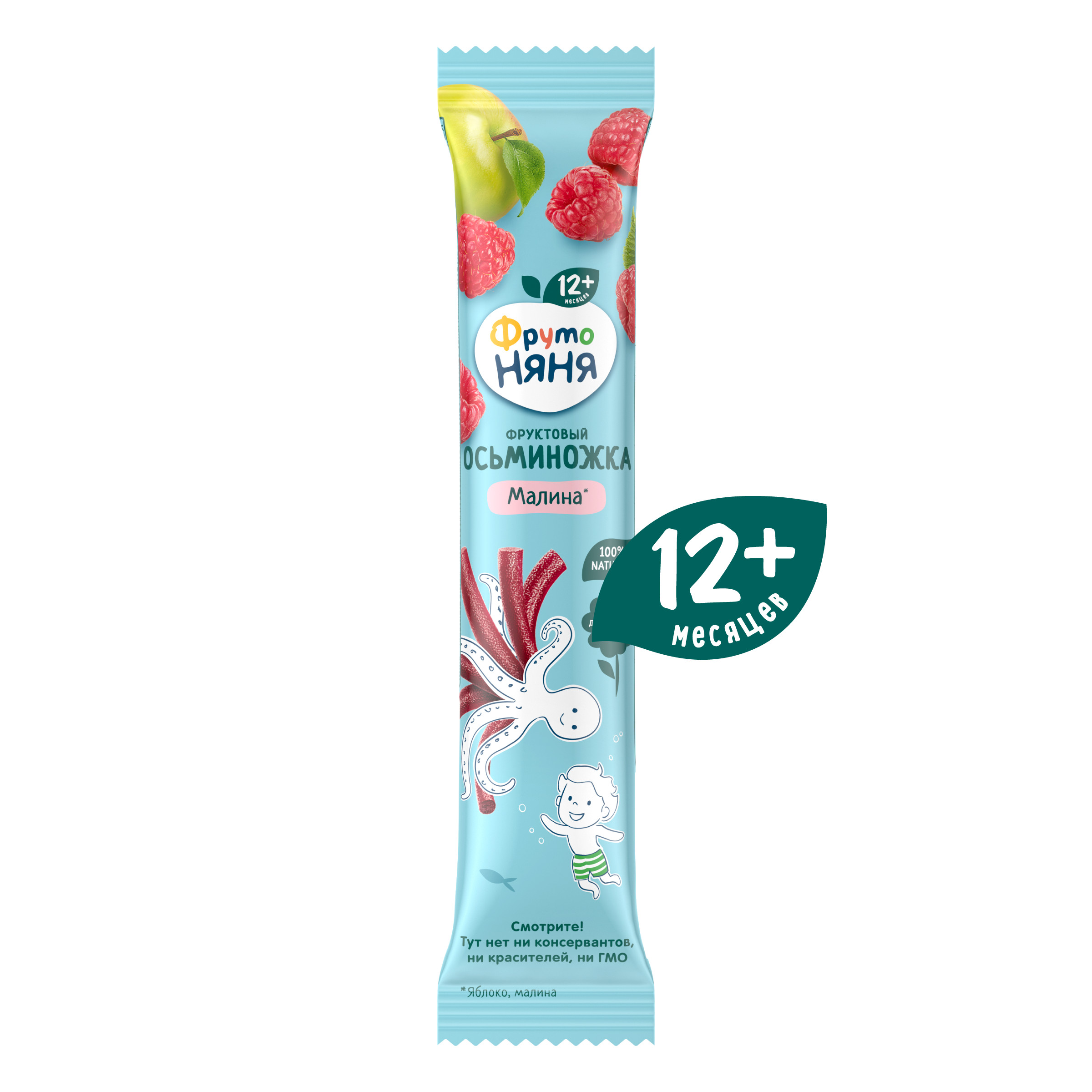 Фруктовые кусочки ФрутоНяня яблоко-малина с 12 мес 16 г - фото 1
