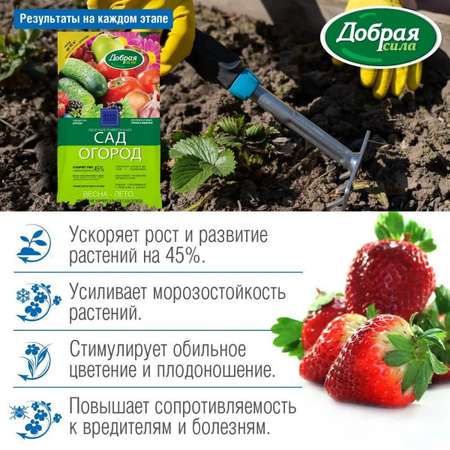 Сухое удобрение Добрая сила Универсальное Сад-Огород пакет 900 г
