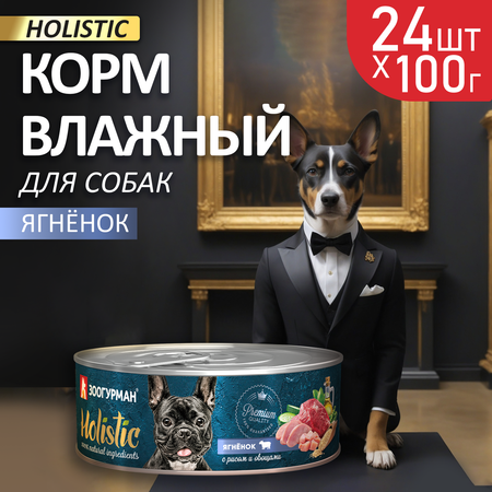 Корм для собак Зоогурман Holistic Ягненок с рисом и овощами 100 г х 24 шт.