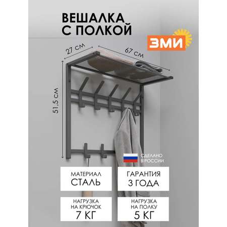 Вешалка настенная ЗМИ Торонто 22 цвет графит