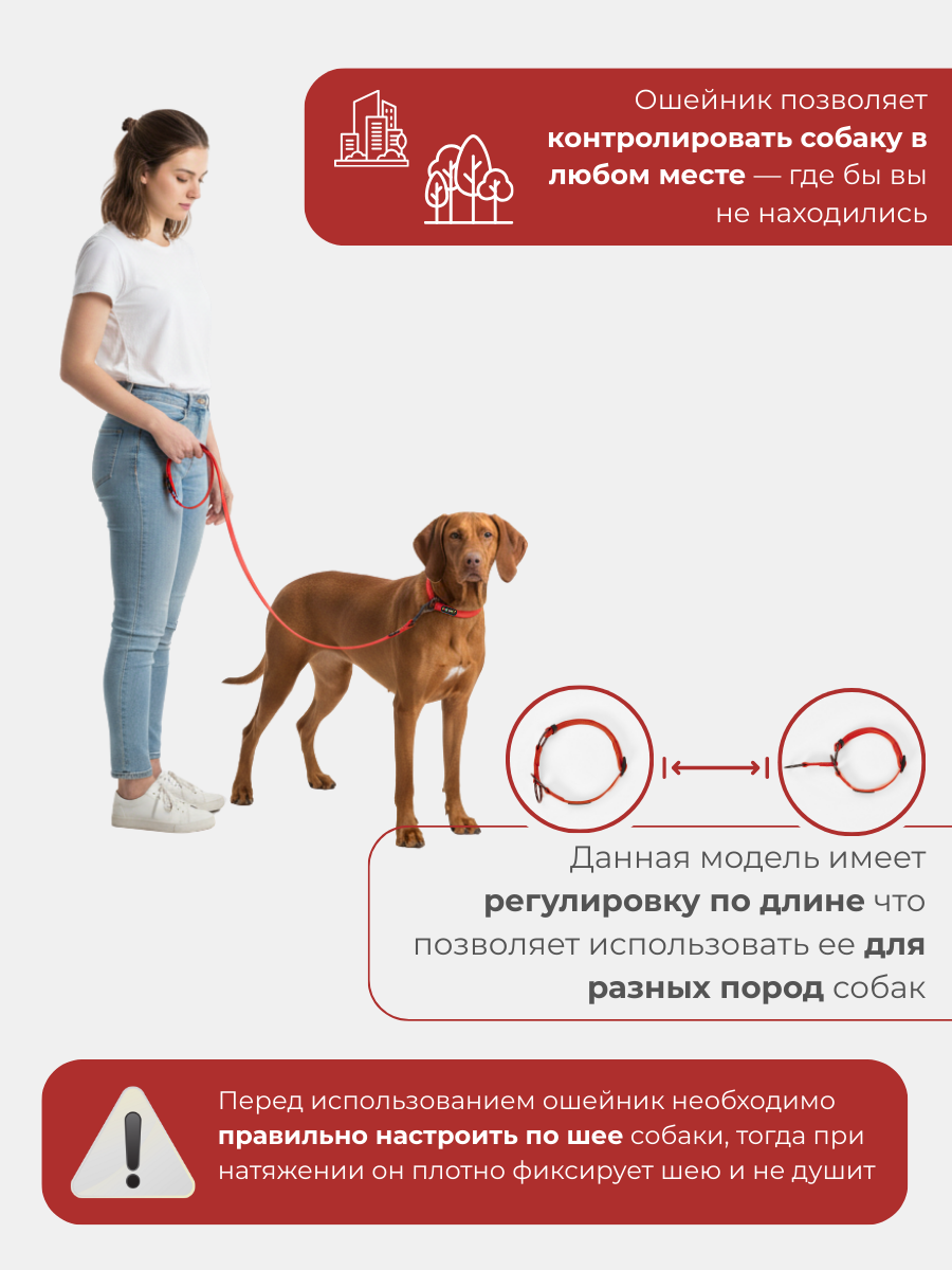 Ошейник для собак Easy Pets 5013 Half-choke collar красный р-р L 45-70см - фото 6