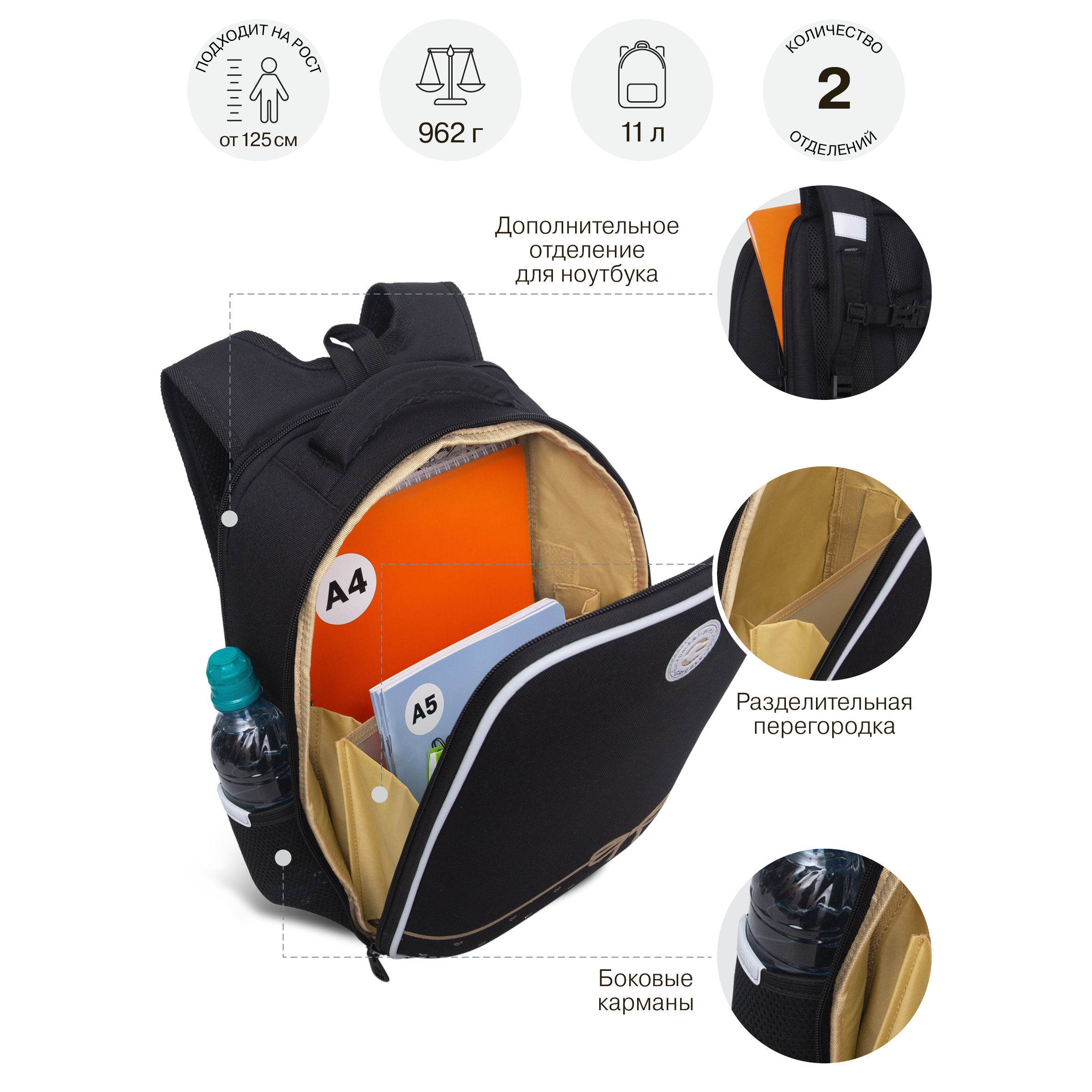 Ранец Grizzly Бантик - фото 10