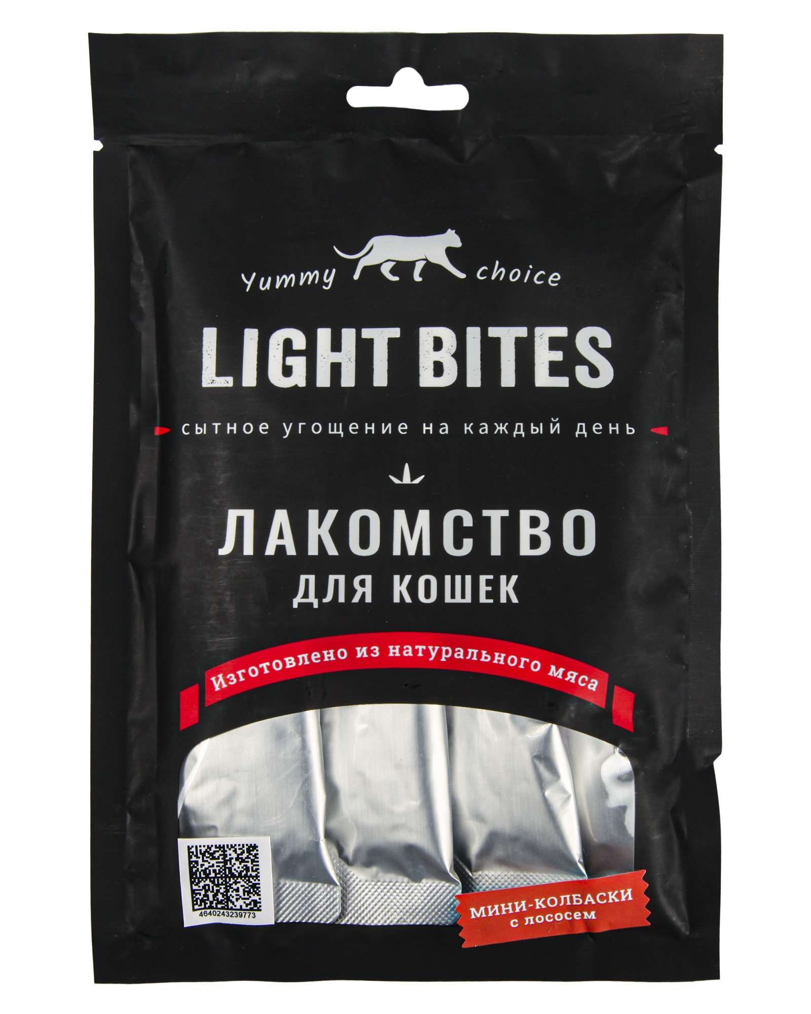 Лакомство для кошек LIGHT BITES 40г мини-колбаски с пюре с курицей и лососем - фото 1