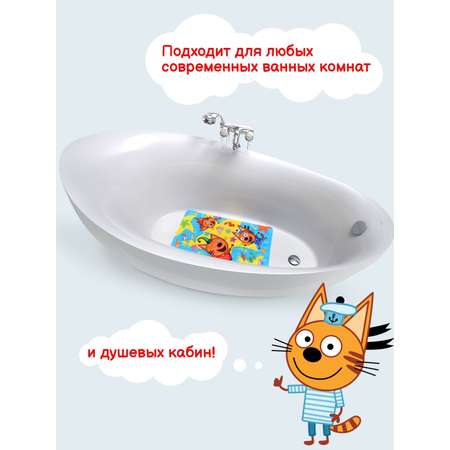 Коврик для ванны с присосками Varmax Три кота летний сон 67 на 37см