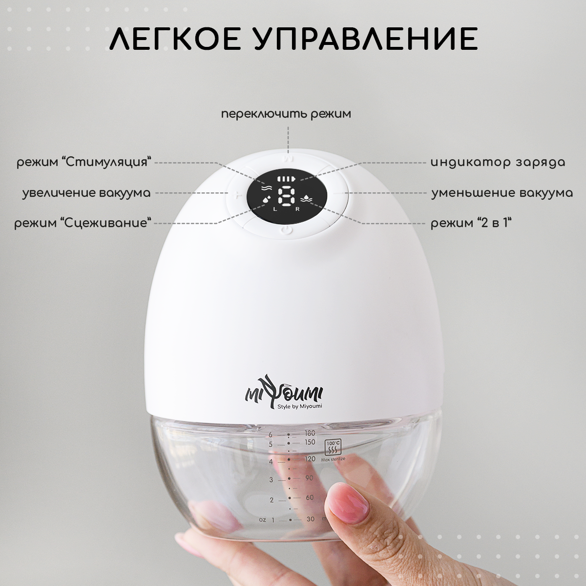 Молокоотсос электрический Miyoumi беспроводной - фото 7