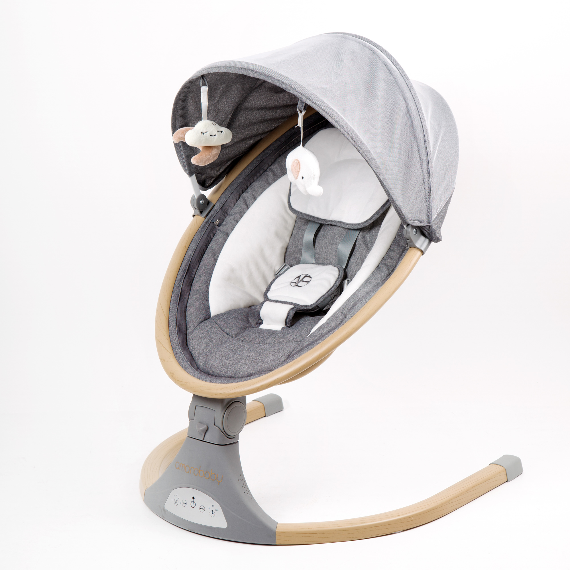 Электронные качели детские Amarobaby Ergo swing серые - фото 18