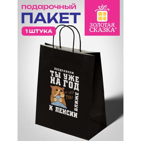 Пакет подарочный Золотая сказка большой крафтовый на день рождения