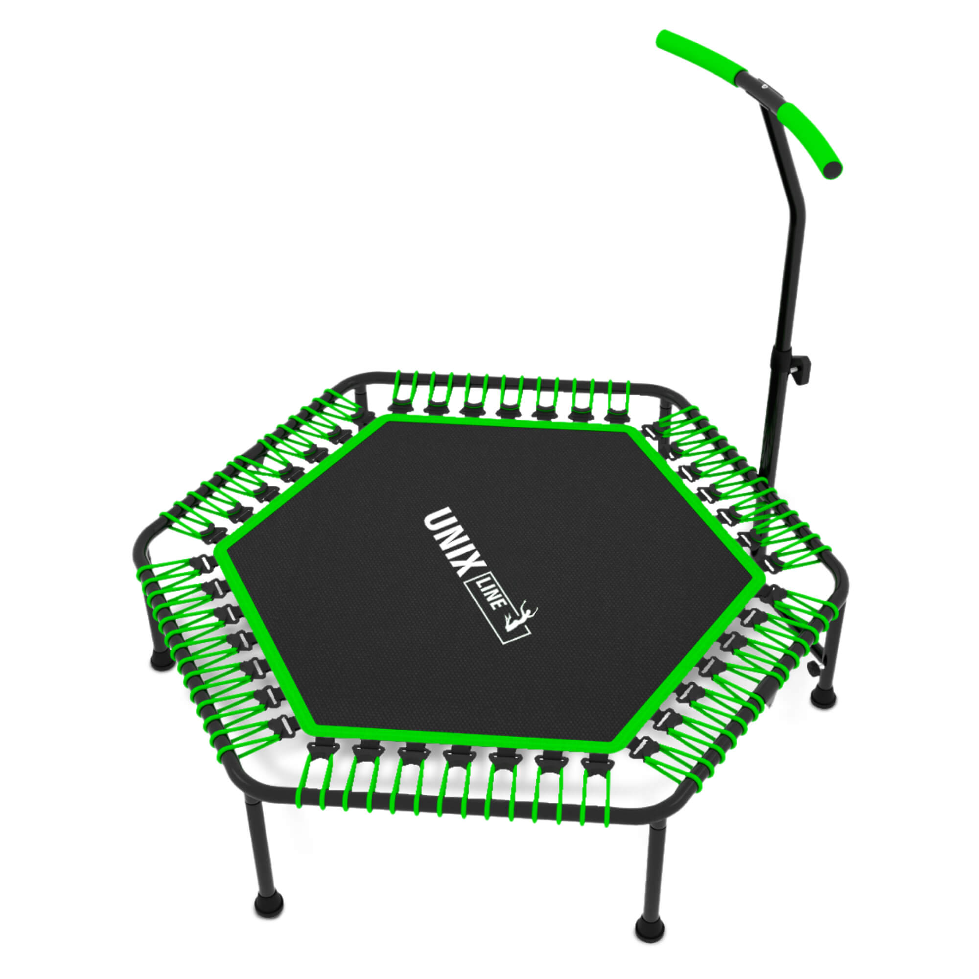Батут спортивный с ручкой UNIX line Fitness Green диаметр 125 см до 130 кг фитнес батут джампинг батут - фото 14